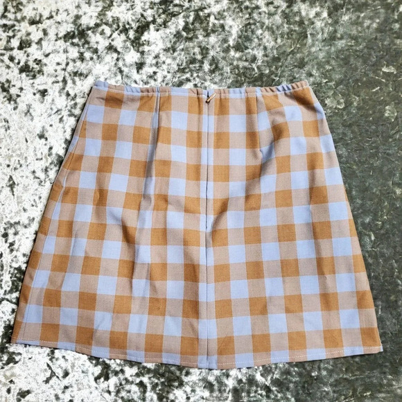 Sunday Best Plaid Blue/Tan Mini Skirt - Picture 2 of 8